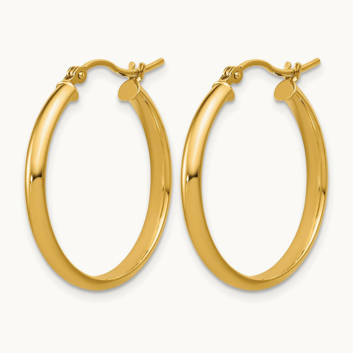 Round Tube Hoop Earrings — 14K Yellow Gold, 22mm