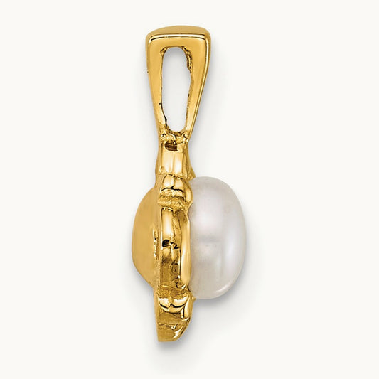 Polished 4- Button Freshwater Cultured Pearl Pendant, 5mm, 14K