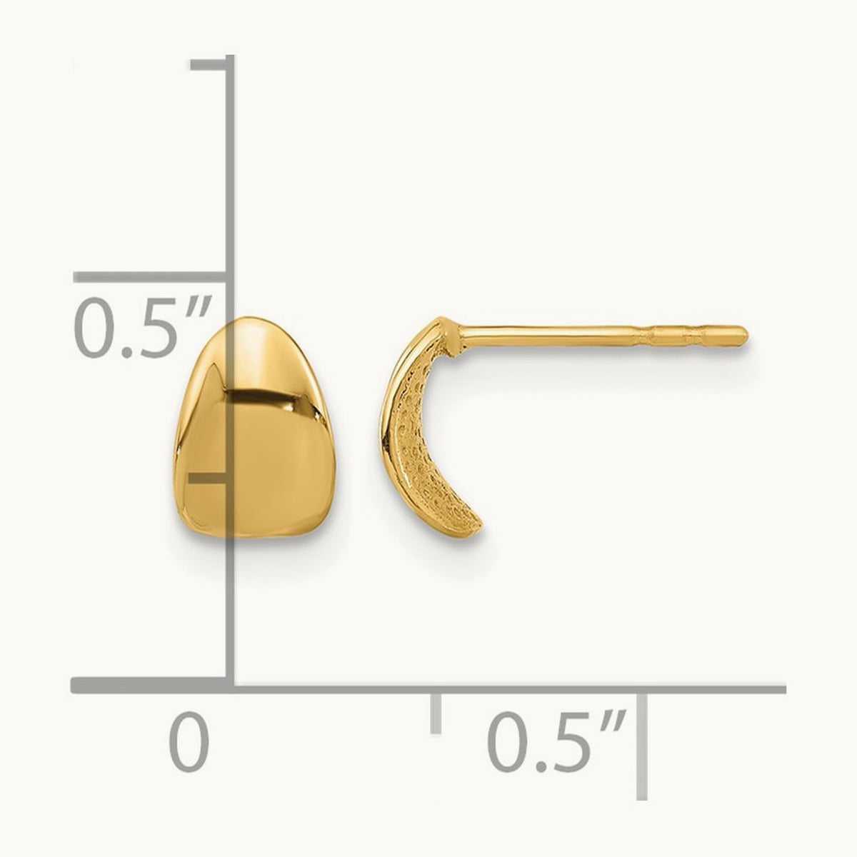 Polished Wavy Post Earrings, 14K