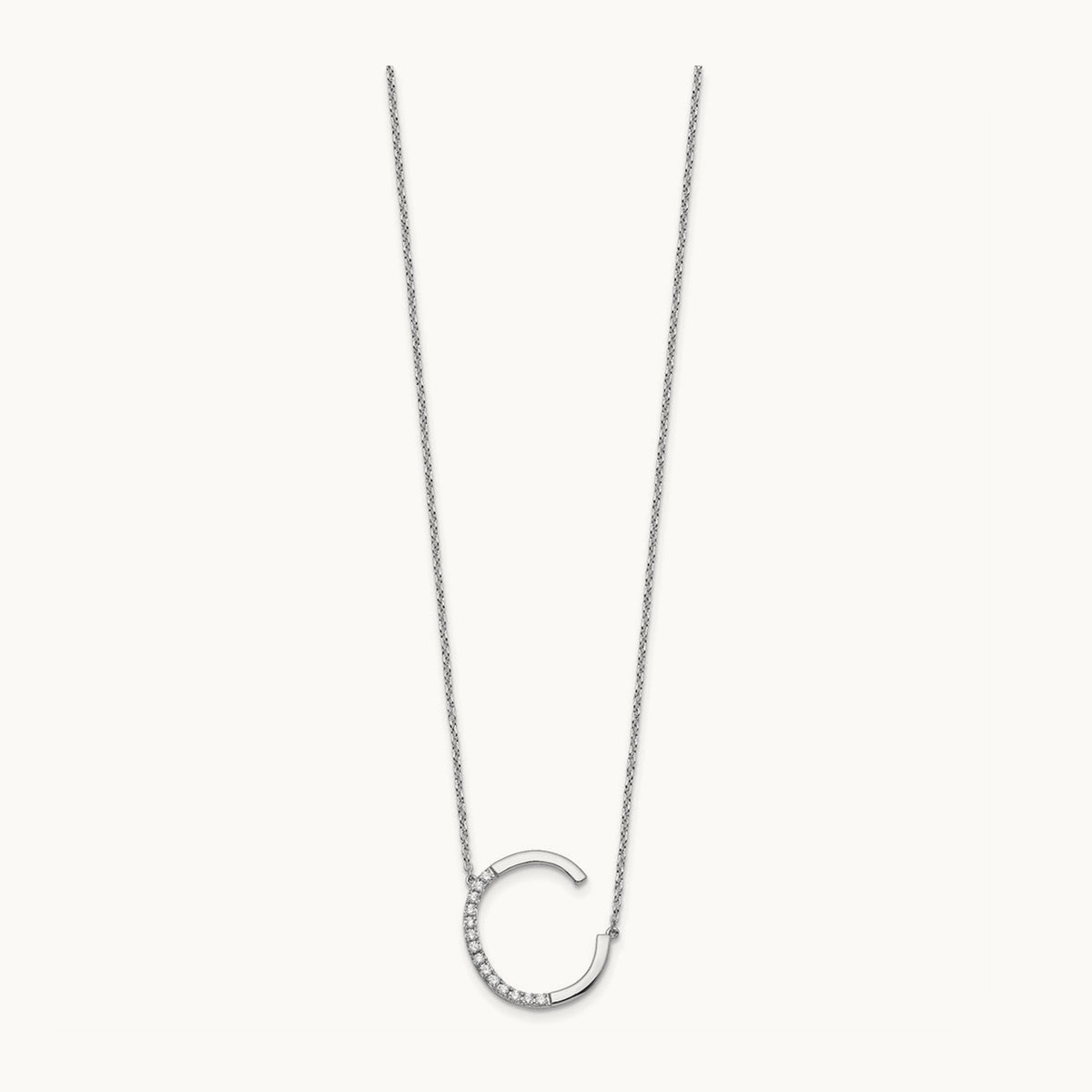 Sideways Diamond Necklace — 14K White Gold, C