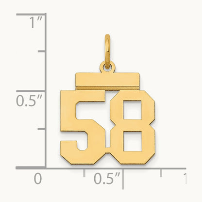 Small Polished Number 58 Charm, 14K