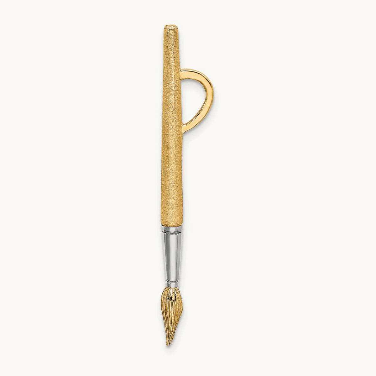 w/Rhodium 3-D Water Paint Brush Charm, 14K