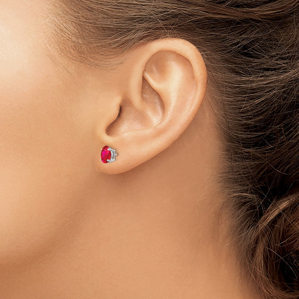 Ruby Post Earrings — 14K White Gold