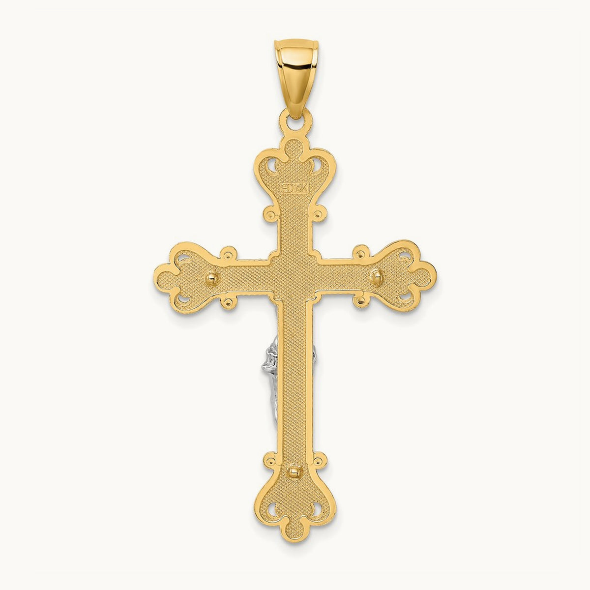 Engraved Crucifix Charm — 14K Two-Tone Gold, 44.9mm