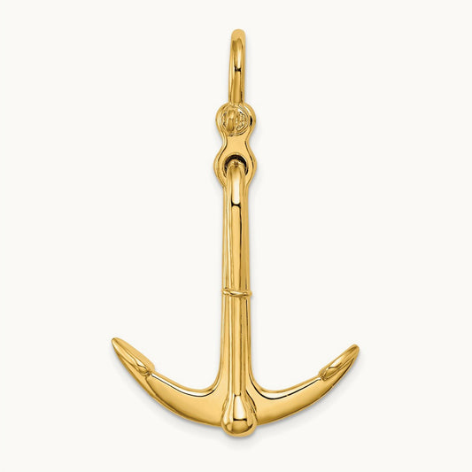 3-D Polished Anchor 2 Piece and Moveable Charm — 50.6mm