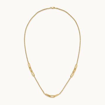 Polished and D/C Fancy Link Rope Necklace, 14K