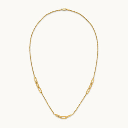 Polished and D/C Fancy Link Rope Necklace, 14K