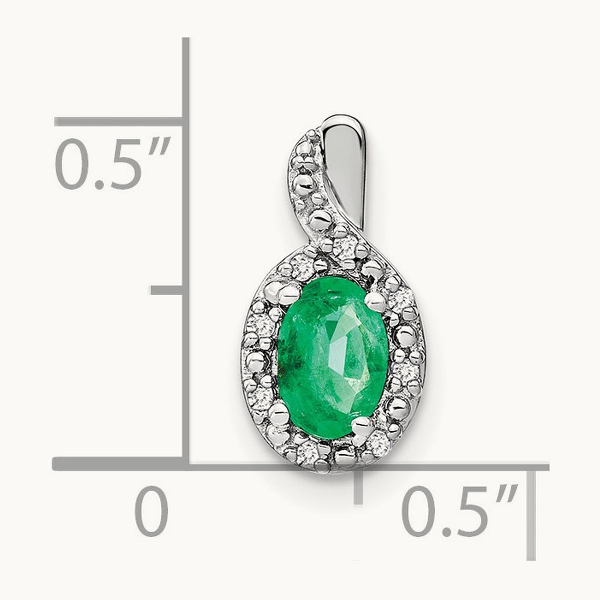 Oval Emerald and Diamond Pendant, 14K White Gold