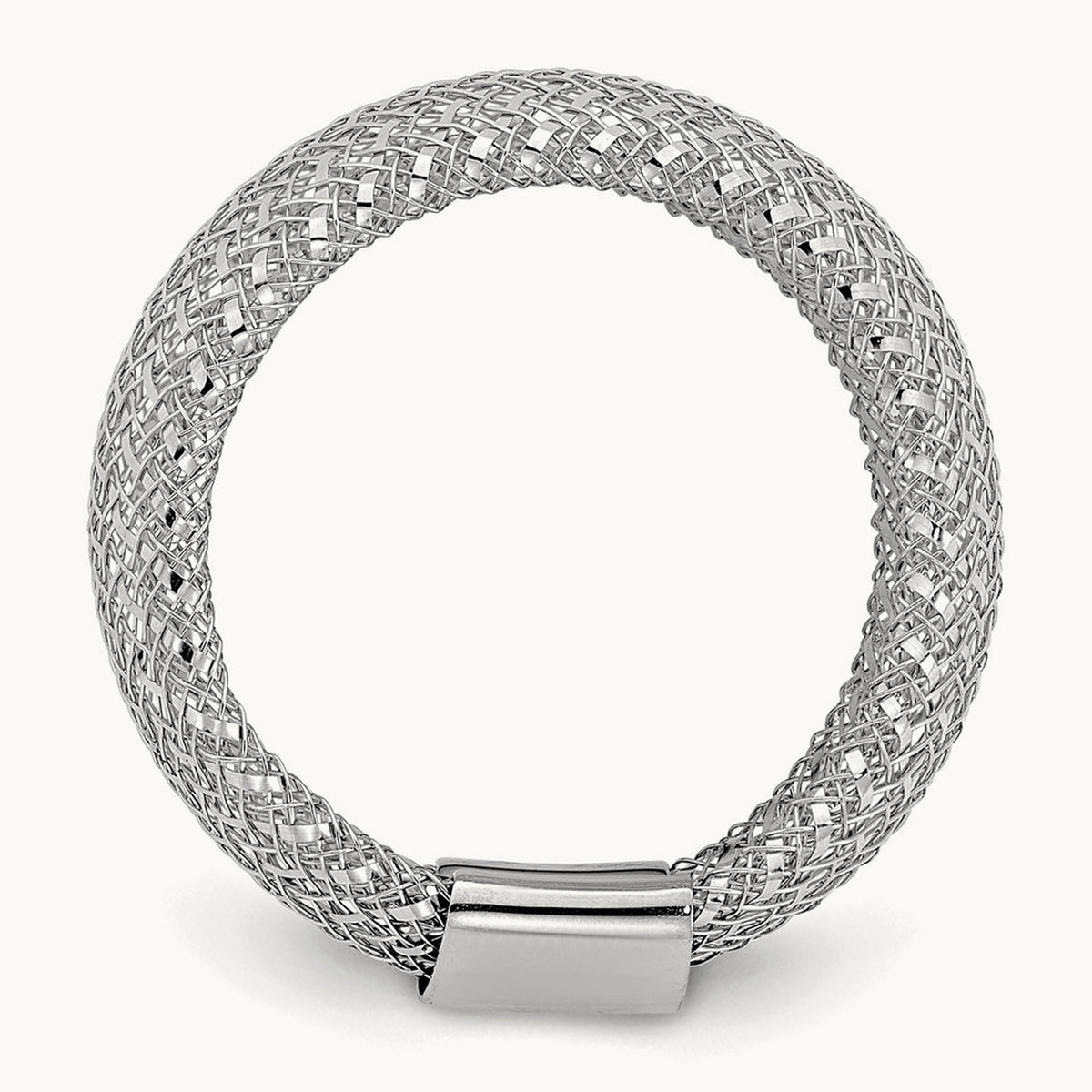 Wide Mesh Stretch Ring — 14K Two-Tone Gold