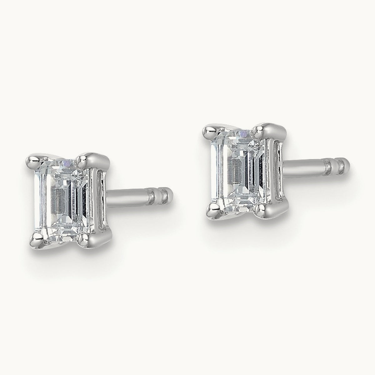 Emerald Four-Prong Stud Earrings, 0.50-6.00 ct tw Lab-Grown Diamond — 1/2 ct, 14K White Gold