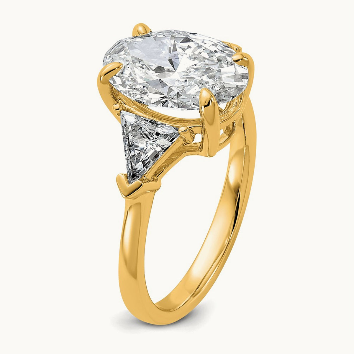 Oval & Trillion 3 Stone Engagement Ring, 1.50-4.00 ct tw Lab-Grown Diamond — 4 1/8 ct, 14K Yellow Gold