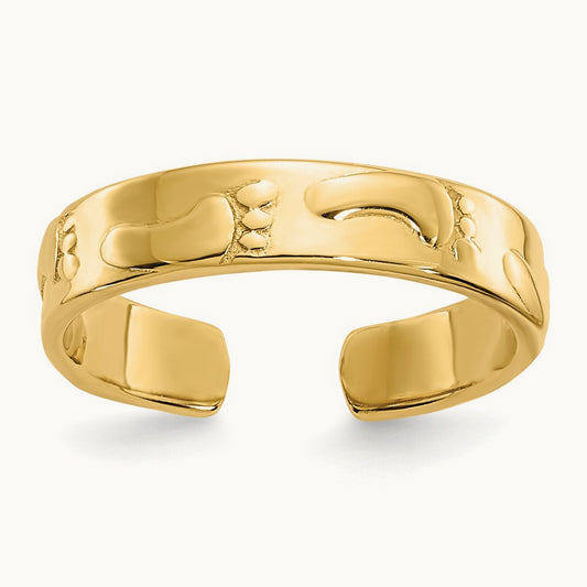 Footprints Toe Ring, 14K