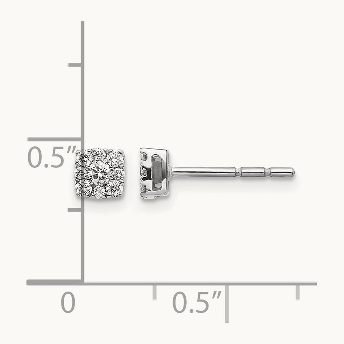Diamond Cluster Post Earrings, 14K White Gold