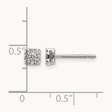 Diamond Cluster Post Earrings, 14K White Gold