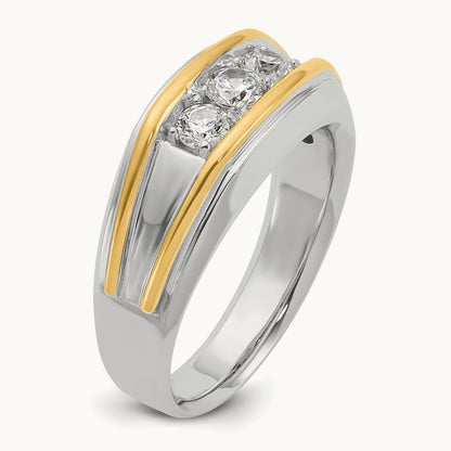IBGoodman Men's Polished 3-Stone Diamond Ring, 14K Two-tone