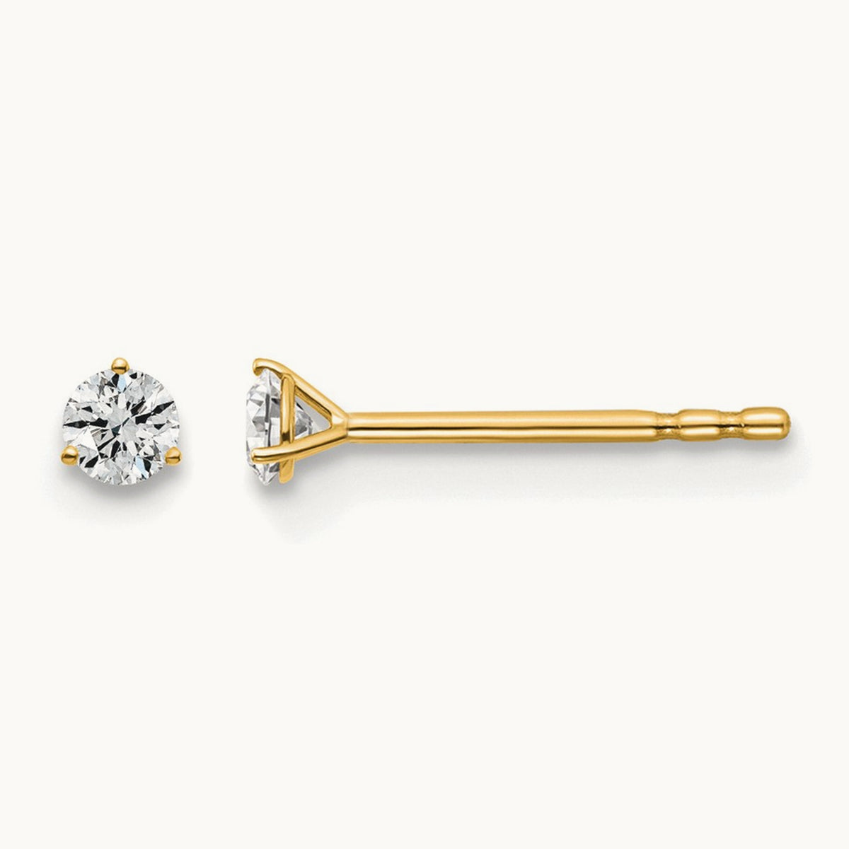 Round Stud Earrings, 0.10-6.00 ct tw Lab-Grown Diamond — 1/10 ct, 14K Yellow Gold