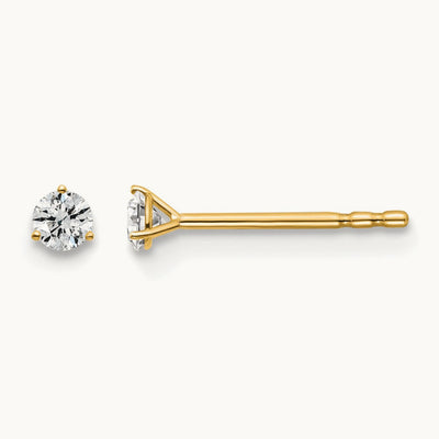 Round Stud Earrings, 0.10-6.00 ct tw Lab-Grown Diamond — 1/10 ct, 14K Yellow Gold