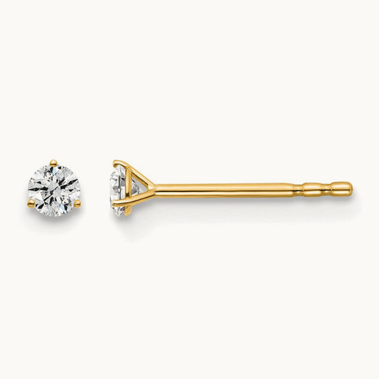 Round Stud Earrings, 0.10-6.00 ct tw Lab-Grown Diamond — 1/10 ct, 14K Yellow Gold