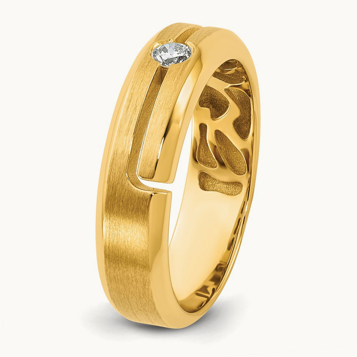Setting: IB Goodman Men's Satin Diamond Ring Mounting, 14K Gold — 14K Yellow Gold