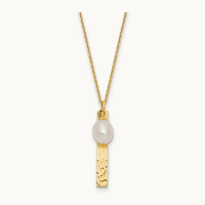 6- Rice White FWC Pearl Brushed Necklace, 7mm, 14K