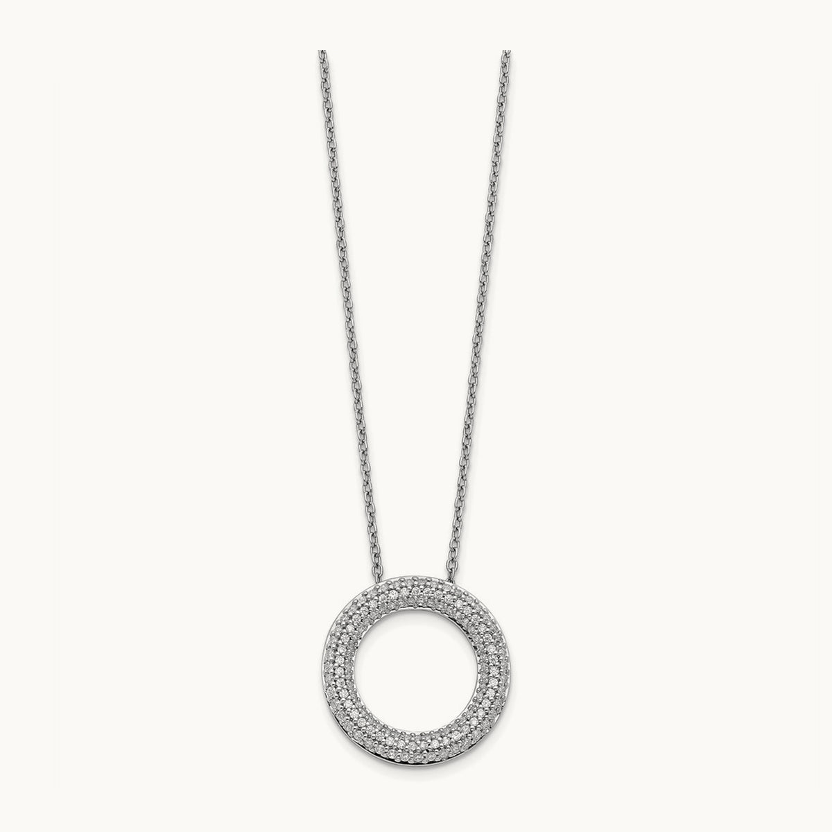 Diamond Circle 18 inch Necklace, 14K White Gold