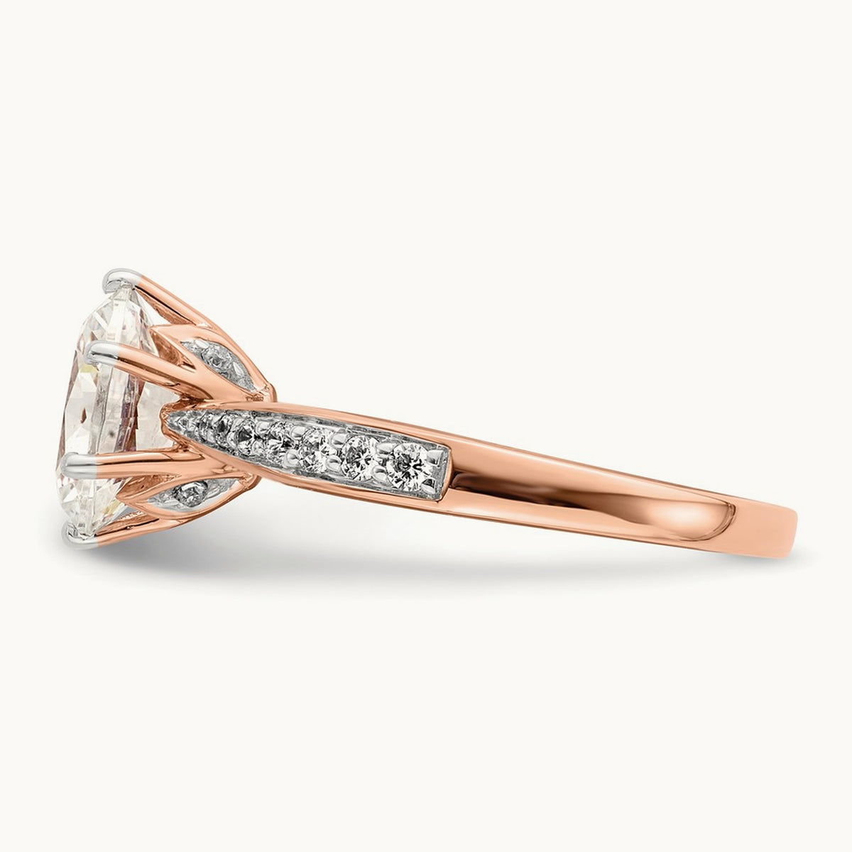 Oval Leaf Design Semi-Mount Ring — 1 1/2 ct, 7