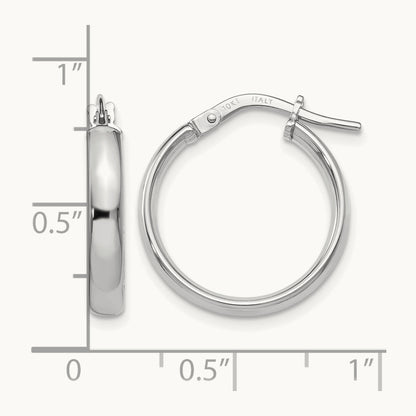Polished Hoop Earrings, 10K White Gold — Leslie's