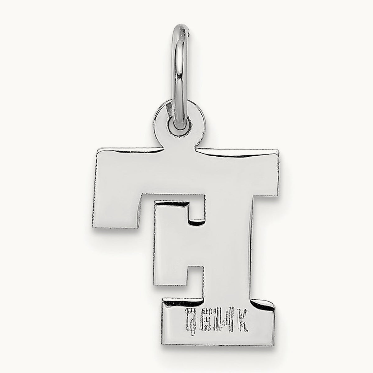 Small Block Initial Charm — 14K White Gold, F