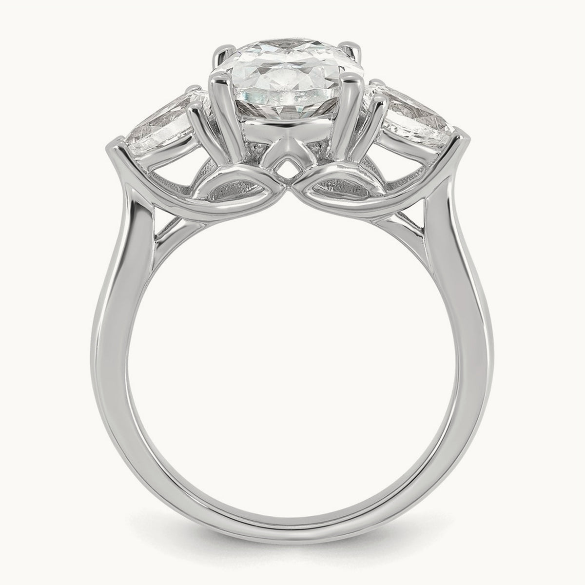 Oval/Pear 3 Stone Engagement Ring, 1.25-3.50 ct tw Lab-Grown Diamond — 3 5/8 ct, 14K White Gold