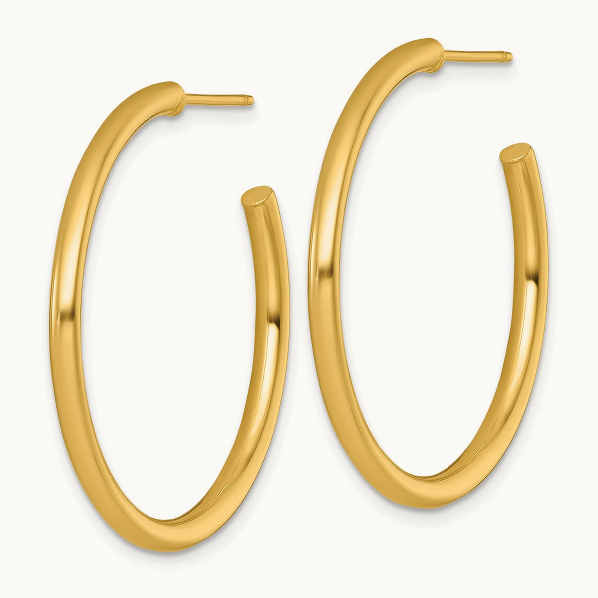 2.5 x Polished Post Hoop Earrings — 14K Yellow Gold