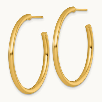 2.5 x Polished Post Hoop Earrings — 14K Yellow Gold