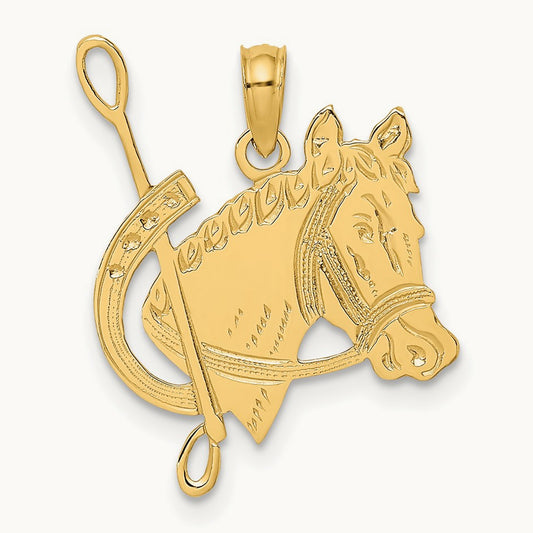 Textured Horse Head and Shoe Charm, 14K