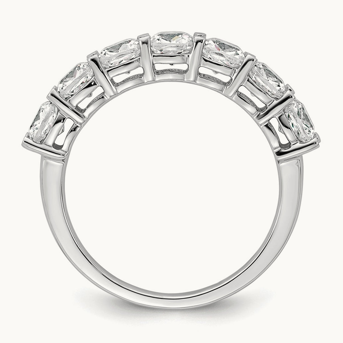 Cushion 7 Stone Band, 2.50 ct tw Lab-Grown Diamond — 14K White Gold