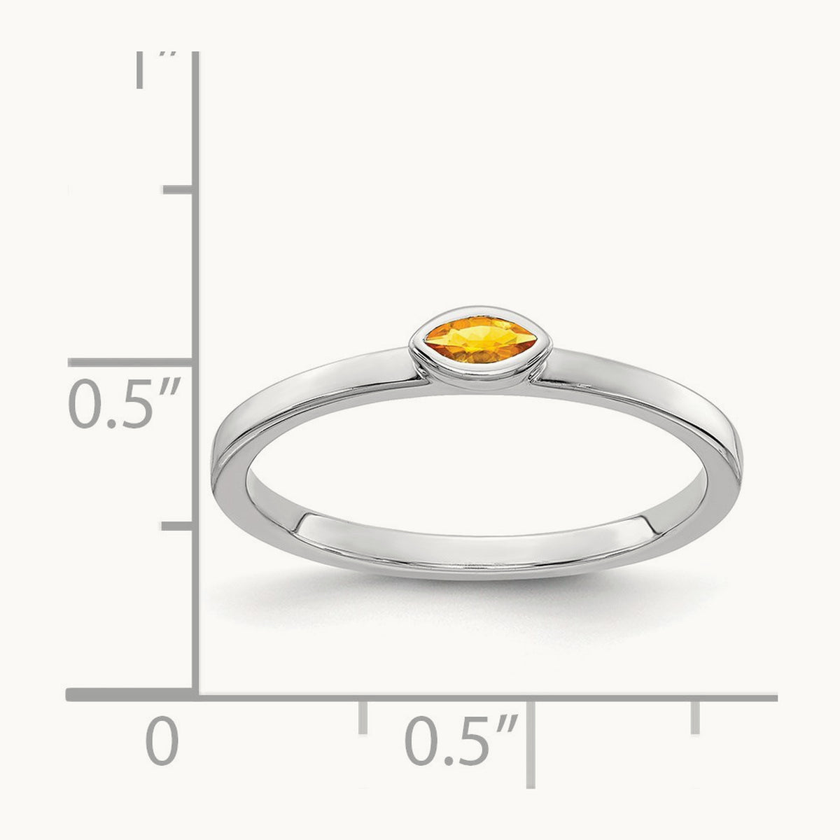 Bezel-set Marquise Citrine Ring, 14K White Gold