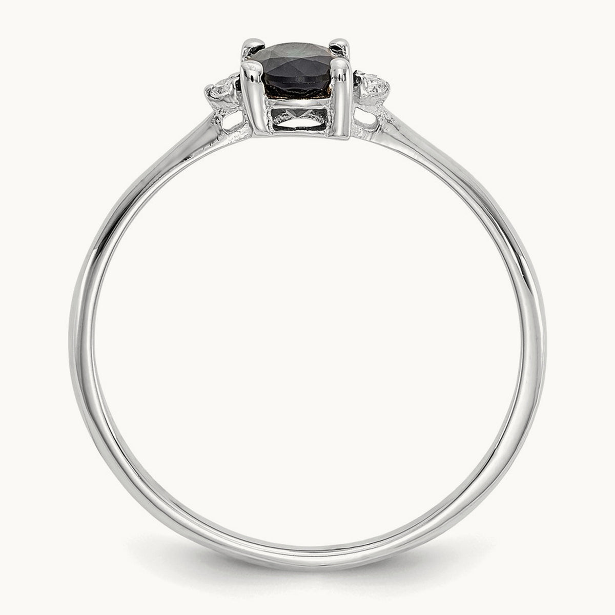 Diamond & Sapphire Birthstone Ring — 14K White Gold, 6