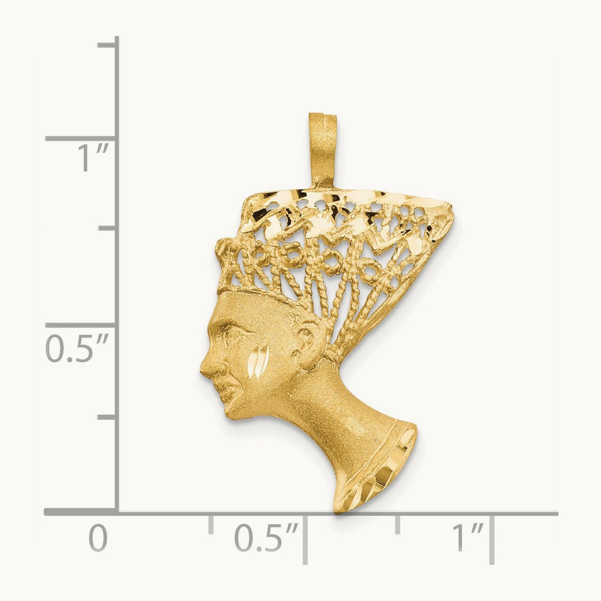 Satin & D/C Nefertiti Charm, 14K