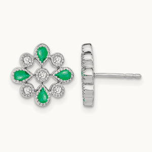 Emerald and Diamond Post Earrings — photo set