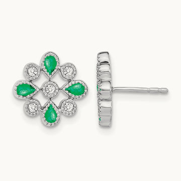 Emerald and Diamond Post Earrings — photo set