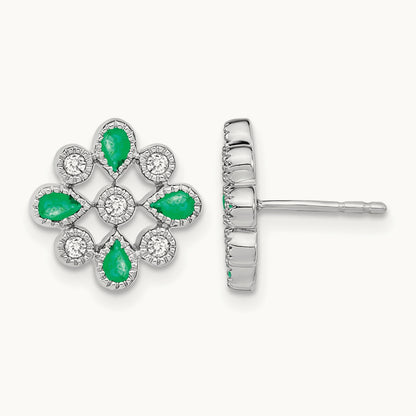 Emerald and Diamond Post Earrings — photo set