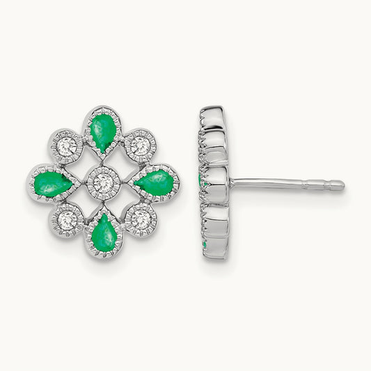 Emerald and Diamond Post Earrings — photo set