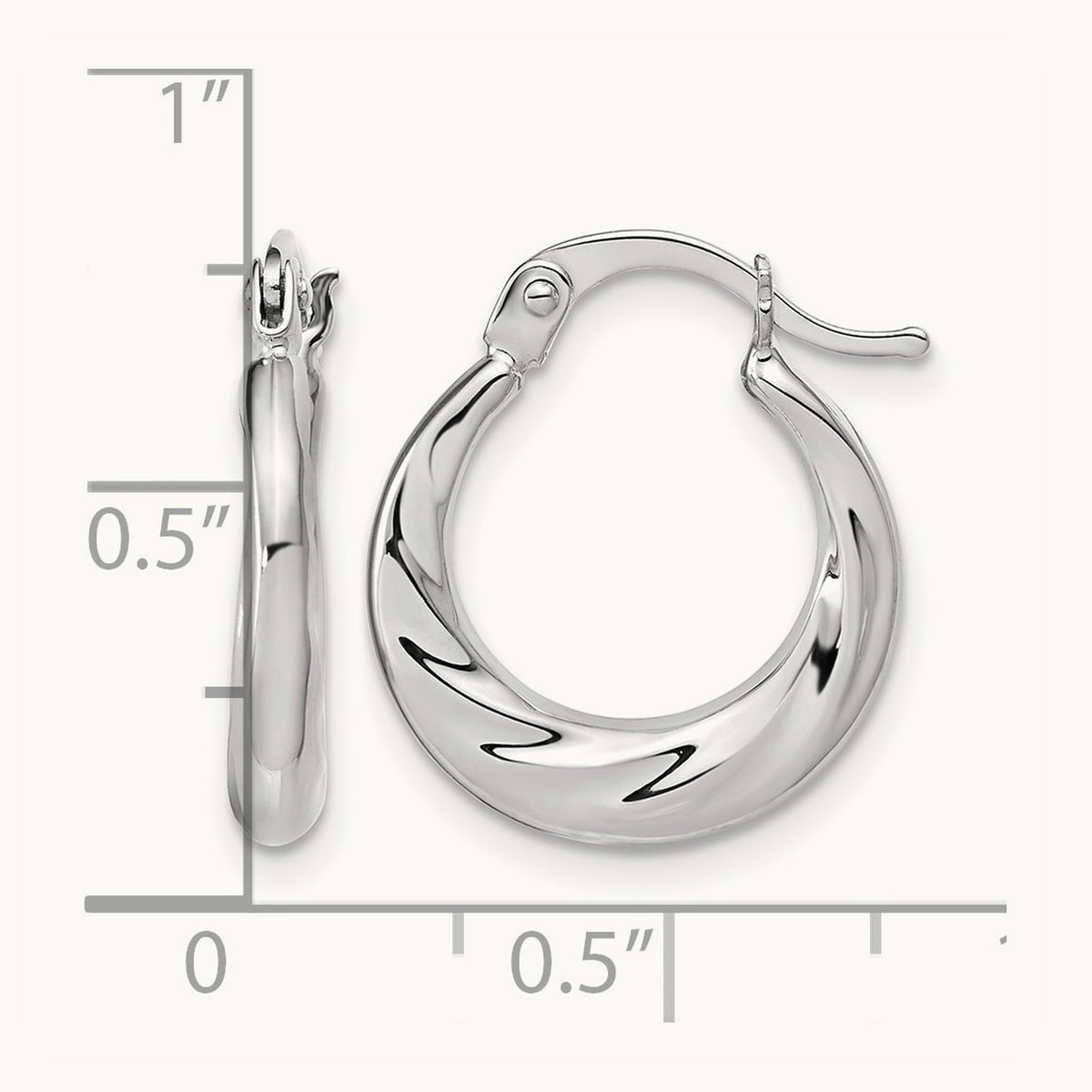 Polished and Grooved Hoop Earrings, 10K White Gold — Leslie's