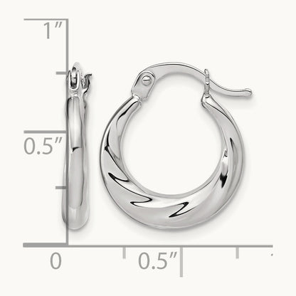 Polished and Grooved Hoop Earrings, 10K White Gold — Leslie's