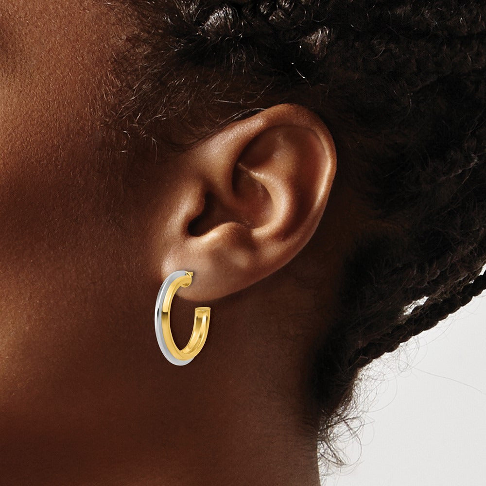 w/ Polished and Grooved J-Hoop Post Earrings — Leslie's — 22.5mm