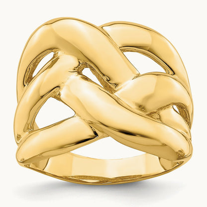 Polished Bold Basket Weave Dome Ring, 14K
