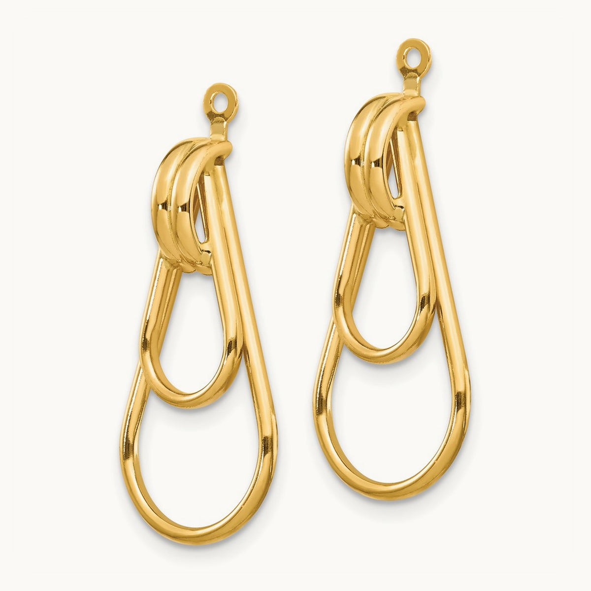 Polished Double Teardrop Earring Jackets, 14K