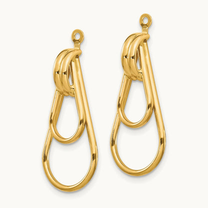 Polished Double Teardrop Earring Jackets, 14K