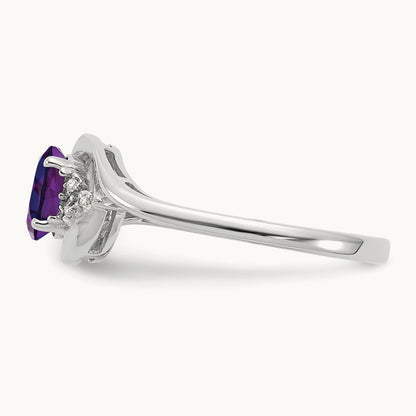 Amethyst and Diamond Ring, 14K White Gold