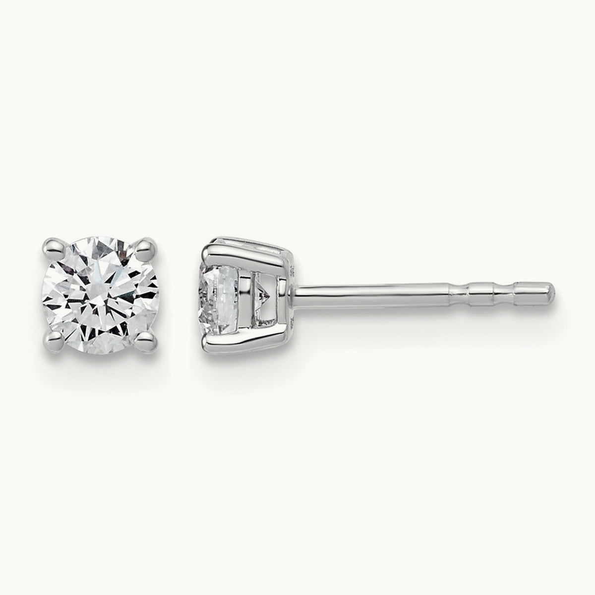 Round Lightweight Earrings, 0.25-6.00 ct tw Lab-Grown Diamond — 1/2 ct, 10K White Gold
