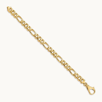 Hand Polished Fancy Link Bracelet, 8.5mm, 14K