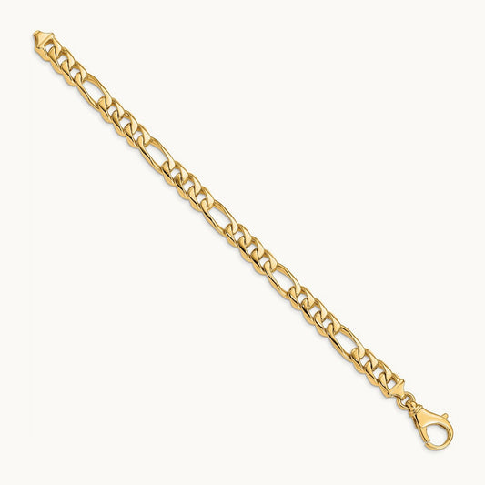 Hand Polished Fancy Link Bracelet, 8.5mm, 14K